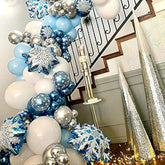 132Pcs Ice Snow Queen Metal Balloons Double Layer Snowflake Decoration