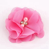 50 Pcs 2" Mini Chiffon Flowers With Rhinestones For Baby Girls Hair Accessories Artificial Fabric Flowers For Headbands Craft Projects (Deep Pink)