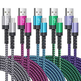 Type C Samsung Fast Charging Cable For Galaxy Z Fold7 Flip7 S25 S24 Ultra A16 A15 A56 A55 A36 A35 A14 5G Fold6 Flip6 Iphone 17 16E 16 15 Pro Max, 5Pack 6Ft Braided Usb C Android Auto Car Charger Cord