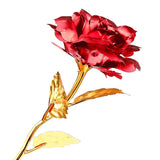 Creative Artificial 24K Gold Rose Flower Plastic Long Stem Real Rose Dipped In Gold With Gift Box For Mother'S Day, Valentine'S Day, Birthday, Anniversary, Thanksgiving Day (Red+Gold)