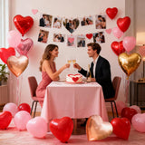 Heart Balloons Pack Of 12 - Red Heart Balloon Rose Gold Balloon Pink Ballons Heart Shaped Foil Balloons For Valentines Day Wedding Engagement Party Decorations