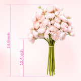 18 Pcs Ranunculus Artificial Fake Plants Flowers,White Faux Silk Mini Flowers For Diy Bouquets Bulk Faux Wedding Filler Home Centerpieces Arrangements Bridal Christmas Decorations (Pink)