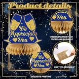 12 Pcs We Appreciate You Party Decorations Honeycomb Centerpieces Blue Gold Employee Appreciation Table Topper Thank You For All Do Table Decoration For Teacher Doctor Party
