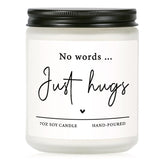Sympathy Gifts For Loss Of Loved One-No Words Just Hugs Lavender Scented Candle, Bereavement Gift Idea, Memorial, Grief, Thinking Of You, Get Well, Comfort Condolence Gift (White)