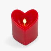 True Red Heart Shaped Pillar Candle - Flickering Real-Flame Technology - Remote Ready - Romantic Valentine'S Collection - 3.5" X4.5"