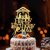 Happy Birthday Jesus Cake Topper, Gold Glitter Jesus Birthday Cake Decorations, Christmas Party Decorations Christmas Religious Decorations