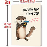 Cute Otter Valentines Day Card For Husband Wife, Sweet Anniversary Birthday Gifts For Girlfriend Boyfriend, I Love You Card