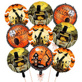 Halloween Foil Balloon Set: 9 Orange, Black Bat, Spider, Pumpkin Decorations