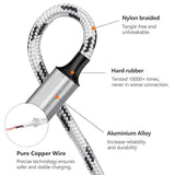 3 Pack 5FT 3 in 1 Multi Charging Cable Nylon Braided USB Charger Cord for USB C Micro USB Lightning
