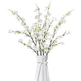 4Pcs Artificial Cherry Blossom Flowers 43 Inch Long Stem Cherry Blossom Decor Fake Flower For Home Wedding Outdoor Decoration (White)