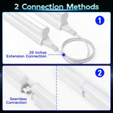 2 Pack 4FT T5 LED Shop Lights 22W 2200LM 6500K Linkable Utility Fixtures with Switch
