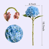 Real Touch Blue Hydrangea Artificial Flowers (4-Pack) -20" Faux Hydrangea Flowers With Long Stem & Leaves - Realistic Fake Hydrangeas For Home Decor Floral Arrangements Wedding Bouquets Centerpieces