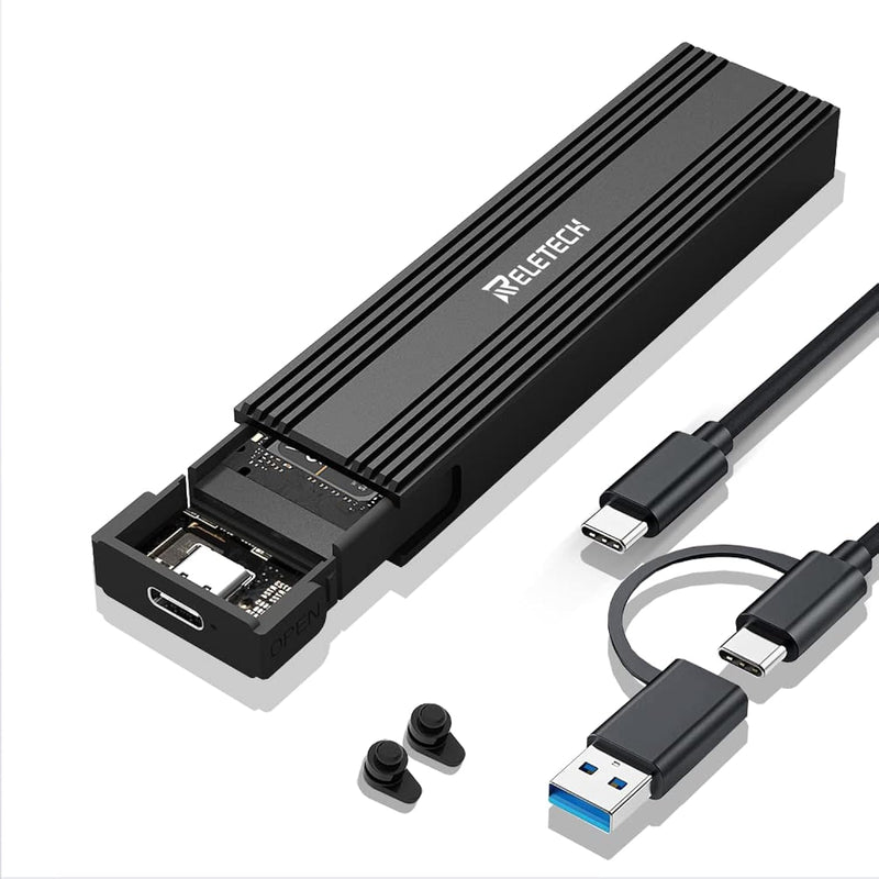 M.2 Ssd Portable Usb3.1 Type-C 10Gps Hard Drive Case, Supports Nvme/Sata Two P