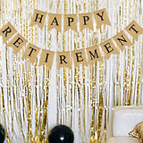 Happy Retirement Banner - Burlap Decorations, Reusable Bunting Garland for Men and Women