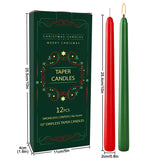 12-Pack 10-Inch Green & Red Christmas Taper Candles - Perfect For Holiday Decorations And Parties