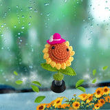 Get This Shaking Sunflower Car Decor! A Crochet Smiley Handmade Beauty,Ideal Gifts For Women, Cute Car Interior Decor And Dashboard Ornament Adding Charm To Your Ride!(Green-2)
