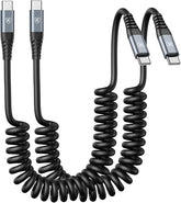 2 Pack Coiled USB C to USB C Cable 3FT Fast Charging Car Charger Cord for iPhone 17 16 15 Samsung Galaxy S23