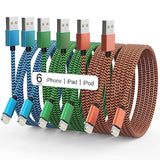 Apple Mfi Certified Iphone Charger 6Pack - 3/3/6/6/10/10 Ft Lightning Cable Nylon Braided Usb To Fast Charging Sync Cord Compatible Iphone 14/13/12/11 Pro Max/Xs/Xr/X/8/7/6 /Ipad