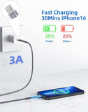 2 Pack 6FT USB A to USB C Cable 3A Fast Charging Braided Charger Cord for iPhone 17 16 15 Samsung Galaxy