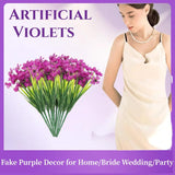 4 Bundles 18 Heads Artificial Violet Flowers, No Fade Fake Violet Artificial Flower Plant Faux Bouquet Decor For Home, Garden Party And Wedding Porch Window Box