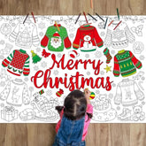 Merry Christmas Ugly Sweater Coloring Poster For Kids Giant Coloring Poster Large Xmas Sweater Coloring Tablecloth Jumbo Coloring Books For Kids Classroom Home Birthday Party Supplies Favor