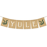 Yule Burlap Banner Rustic Christmas Mistletoe Hanging Banner Pre-Assembled Xmas Bunting Garland Celebration Hanging Decorations For Christmas Party Supplies Home Decoration