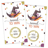 Halloween Party Game Scratch Off Cards (32 Pcs) - Funny Activity For Groups, Kids, Adults - Witch Hat Themed Games, Vouchers, Raffle Prizes, Tickets
