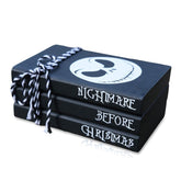 Mini Black Halloween Tiered Tray Decor Wood Decorative Book Stack, Rustic Farmhouse Faux Books Bundle For Home Table Mantle Shelf Decoration Nightmare Before Christmas Sign