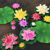 15Pcs Artificial Lily Pads For Pond, 11In & 6In Artificial Flowers Floating Foam Lotus Flower With Fake Lily Pads, For Pool Garden Koi Fish Pond Aquarium Pool Wedding Decor
