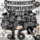 Happy 16Th Birthday Decorations For Boys, Black And White Back In 2010 Birthday Party Supplies, 2010 Poster Banner, Bruh I'M 16 Sash, 16Th Cake Topper, Latex Balloon, 16 Year Old Set