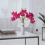 Artificial Flowers Faux Butterfly Orchid 4 Pcs Real Touch Double Branch Silk Flowers (No Vase) For Wedding Home Party Hotel Yard Decoration Restaurant Patio Festive Furnishing (Fuchsia)