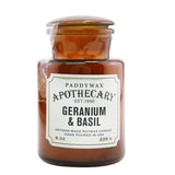 Paddywax Apothecary Collection Travel Tin Scented Candle, 2-Ounce, Geranium & Basil