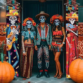 Halloween Decorations Indoor Dia De Los Muertos Porch Sign Banners Decoration Halloween Costume Mexico Day Of The Dead Porch Signs Banner Outdoor Wall Door Party Decor Ornaments