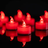 24 Pack Led Tea Lights Candles, Flickering Red Flameless Tealights, Long Lasting Battery Operated Fake Candles, Decoration For Wedding, Halloween And Christmas (Red - 24Pcs)