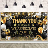 Black Gold We Appreciate You Backdrop Thank You Appreciation Banner Thank You for All You Do Banner Employee Staff Appreciation Gifts Teacher Doctor Retirement Party Decor 70.8 x 43.3 inch