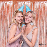 4 Pack Rose Gold Fringe Curtain Backdrop, 3.2Ft X 9.8Ft Metallic Tinsel Foil Fringe Streamers Background For Photo Booth Birthday Wedding Baby Shower Carnival Easter Mother’S Day Party Decorations