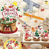 Christmas Cupcake Toppers 73Pcs Santa Claus Gingerbread Man Snowman Elk Socks Gift Cake Decorations For Merry Christmas Party Supplies