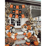 Halloween Happy Banner Decorations Trick or Treat Black Orange Banner with Balloons for Party