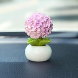 Resin Hydrangea Flower With Pot Mini Artificial Hydrangea Potted Plant Resin Figurines Flowers For Car Dashboard Bathroom Home Kitchen Rustic Table Centerpiece Shelf Decor,Pink