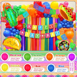 Fiesta Birthday Party Decorations, Mexican Birthday Party Decorations, Picado Banner, Banner, Taco Llama Cactus Balloons Garland, Paper Streamers For Mexican Carnival Bday Decor