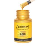 80Ml Acrylic Paint Metallic Gold With 1 Brushes,Gold Leaf Paint For Art Painting, Hand-Crafts, Non-Toxic, Non-Fading For Canvas, Wood, Fabric, Ceramic, Stone Craft Supplies (Glow-80Ml)