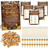 321 Pcs Fall Thanksgiving Baby Shower Game Supplies Rustic Fall Baby Shower Bingo, Guess Who Mommy Or Daddy Friendsgiving Little Pumpkin Is On The Way Photo Booth Photography