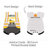 Big Dot of Happiness Dig It - Construction Party Zone - Baby Bodysuit Wish Card Baby Shower Activities - Shaped Advice Cards Game - Set of 20