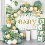 Sage Green Baby Shower Decor: Balloons, Backdrop & Boxes
