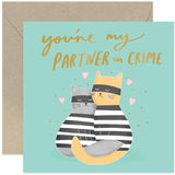 Old English Co. Cats Partner In Crime Funny Anniversary Card For Husband And Wife - Cute Valentine'S Card Design For Boyfriend, Girlfriend, Partner | Blank Inside & Envelope Included