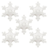 5Pcs 36Inch Transparent Snowflake Balloons Christmas Clear Snowflake Foil Mylar Balloons For Winter Wonderland Ice Snow Themed Birthday Party Decorations