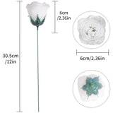 Artificial Roses,30Pcs White Roses Glitter Roses Artificial Flowers For Crafts Wedding Bouquet Home Decoration(White With Silver Glitter)