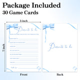 Blue Bow Baby Shower Games For Boys, Parents To Be Game Cards, Baby Shower Activity Gender Reveal Games Party Supplies, 30 Double-Sided Game Card Set -B17
