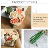 Artificial Rose Flowers With Vase,Fake Silk Champagne Bouquet With Glass Jar Home Rope For Wedding Proposal Bride Home Decoration And The Best Gift, Champagne