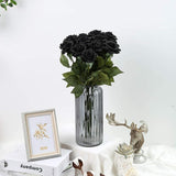 12 Pcs Artificial Roses Flowers Party Decorations Fake Roses Silk Flowers Faux Roses Flowers Petal Floral For Home Wedding Party Shop Garden Bridal Decorations Diy(Black)